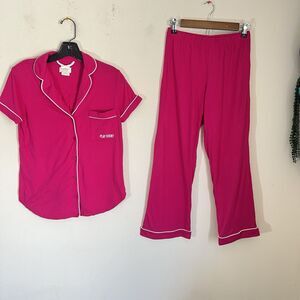 Kate Spade New York “Play Hooky” Pink Pants Pajama Set Size XS Cotton Modal Soft
